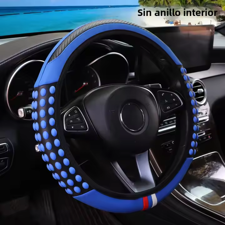 Cubierta De Volante De Silicona Carbono Para Coche Tiny Massaje Cuero Ajuste Para 14.5-15 Pulgadas Sin Anillo Interior - 1