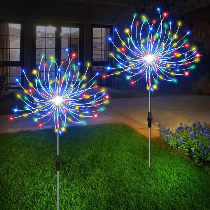 Luz Solar Para Jardín Decorativa De Fuegos Artificiales Y Hadas Luz LED Exterior Impermeable Colorida Para Decoración De Jardín Y Paisaje - 1