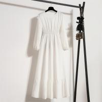 Vestido Largo Para Mujer Verano Otoño Mujer Vestidos Sólidos Manga Larga Cuello Redondo Casual Chiffon Vestidos Musulmanos Sólidos Sueltos Maxi - details 10