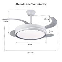 Ventilador de Techo con Luz LED 96W , Control Remoto, 130cm, 6 Velocidades, Temporizador, Luz Regulable (3000K-6500K), Función Reversible, Silencioso - details 11