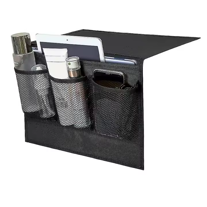 Mesita de noche Caddy 5 Bolsillo Colgante Cama sofá lateral suspensión titular Bolsa para TV Control remoto teléfonos revistas - 1