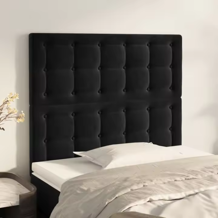 vidaXL Cabeceros 2 unidades de terciopelo negro 100x5x78/88 cm - 1