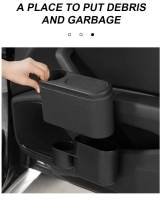 SEAMETAL Car Trash Can Colgante De Cuero ABS Organizador Universal Para Fila Trasera Con Soporte Para Bebidas Caja De Basura Dura - details 4
