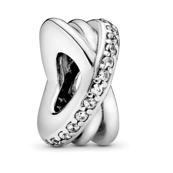 PANDORA Timeless Dijes with Filas centeleantes y puladas, Espaciador Plisado, Comes con embalaje de Caja De Regno original. - 1