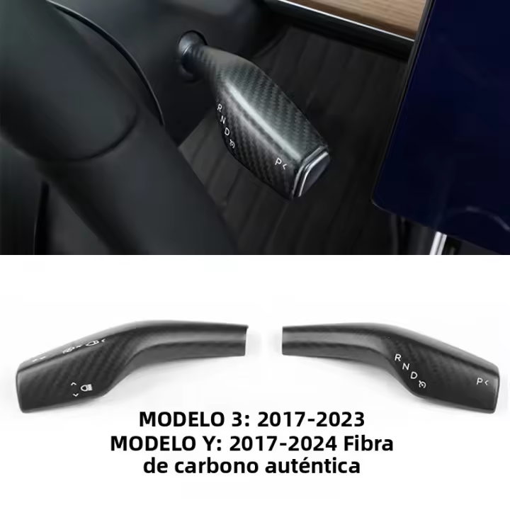 Cubierta De Cambio De Marchas Y Volante Decorativa De Fibra De Carbono Para Tesla Model 3 2017-2023 Y Model Y 2017-2024 Accesorio De Coche - 1
