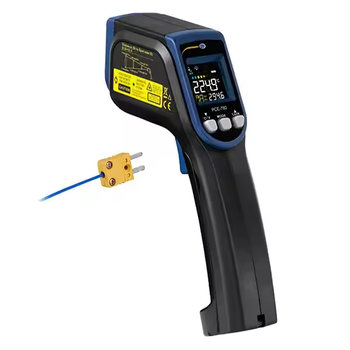 Medidor de temperatura laser con indicación de temperatura, humedad del aire y temperatura del punto de rocío / Alarma visual / Iluminación de fondo / Desconexión automática / PCE Instruments - 1