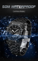 Reloj Electrónico Para Hombre SANDA 3357 Dual Display Multifuncional Resistente Al Agua Con Alarma Y LED De Acero Inoxidable - details 14