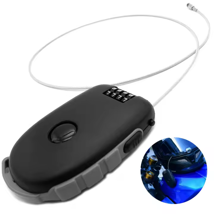 Cable De Acero Retráctil Con Combustión De Banda Para Casco De Motocicleta Mini Bloqueo De Contraseña Anti-Robo Para Bicicleta Y Motocicleta - 1