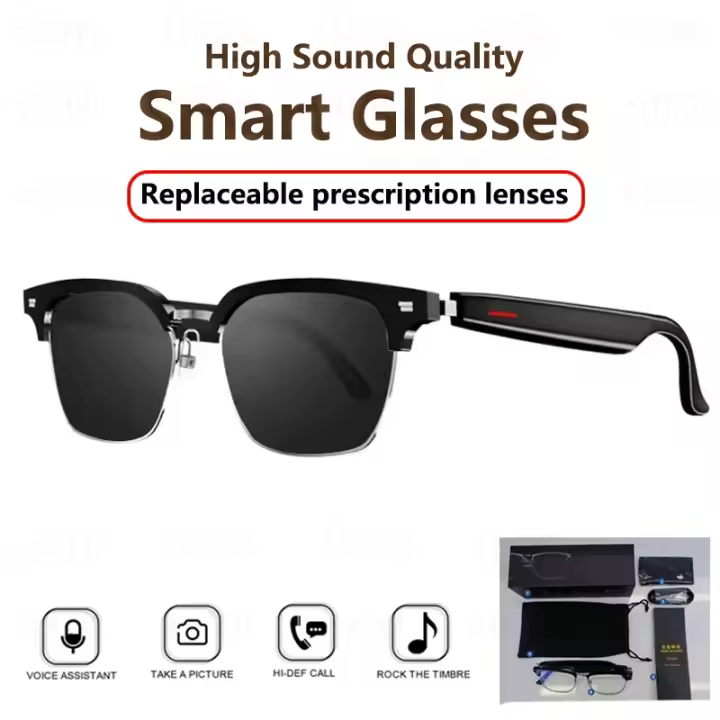 2024 Cámara inteligente música gafas de sol auriculares inalámbricos Bluetooth auriculares HIFI sonido auriculares conducción gafas manos libres llamada - 1