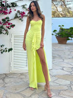 Vestido Maxi Sin Mangas Para Mujer Kliou Estilo Bandage Con Aros Y Rotura Lateral Silueta Corporal Corto De Calle Polyester Spandex - details 10