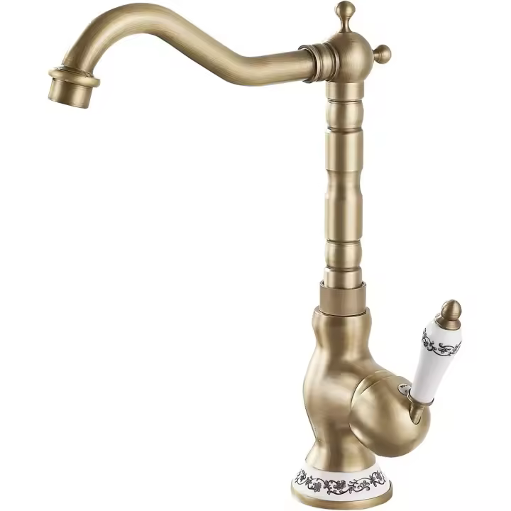 Grifo de lavabo retro, Grifo de baño de latón bronceado, Grifo de baño - 1