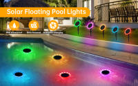 Luz Solar Flotante para Piscina, RGB Iluminación LED Impermeable Luz Flotante Piscina con Inserción de la tierra, Lámpara de Piscina para Decoración de Jardín (RGB 2PCS) - details 0