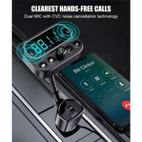 Transmisor FM Bluetooth con microfono dual, [Una Tecla para apagar FM] Kit de Manos libres inalámbrico para Automóvil con Puertos USB (QC3.0 AUX), colores con retroiluminación LED - details 0