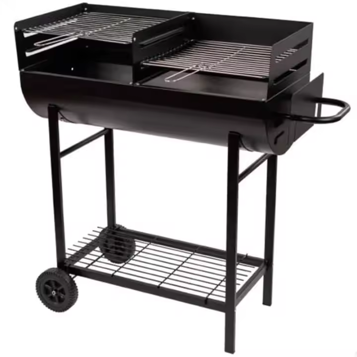 Barbacoa de carbón Aktive doble parrilla regulable negro 96x98x42 cm - 1