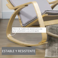 HOMCOM Silla Mecedora Tapizada en Tela Sillón Balancín Relax con Cojín Desenfundable Reposabrazos y Pies de Madera de Abedul para Salón Dormitorio 67x97x84 cm Gris - details 3