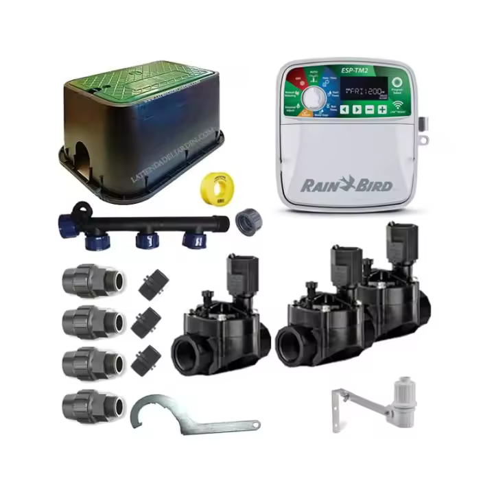 RAIN BIRD Pack profesional de Riego Automático Rain Bird de 3 zonas 24v para tuberia 32mm, automatización de riego - 1