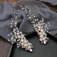 2 Pcs Tiara De Perlas Y Cristales En Color Plata Clips Para El Cabello Accesorios De Boda Para Mujeres Peinado De Fiesta - details 1