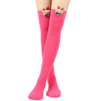 Novena Medias Navideñas Decorativas De Muñeca Calcetines De Pierna Sobre La Rodilla Estampado De Ciervo Y Rayas Para Mujer - details 17