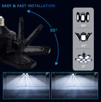Luz de Garaje LED Lampara Garaje - 150W 15000LM 6500K Luz Garaje LED 1 Piezas, Luz LED Garaje con 6+1 Paneles Deformables，Lamparas de Techo de LED E27/E26 para Garaje, Taller, Sótano - details 0
