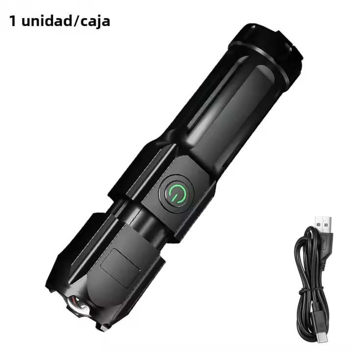 Linterna Potente LED Con Zoom Telescópico Recargable Por USB Compacta Y Portátil Para Hogar Con Luz Focused De Longitud De Alcance - 1