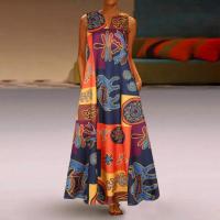 Ethnic Print V Neck Dress Vintage Sleeveless Summer Maxi Dress with Pockets Women Clothing - details 2