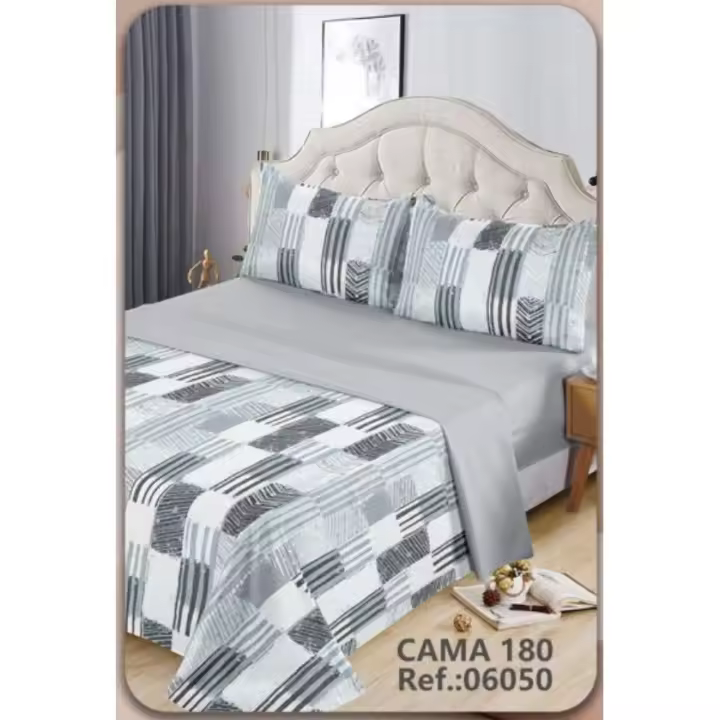 Juego de sábanas 4 piezas cama 135cm/150cm/180cm Estampado geométrico simple - 1