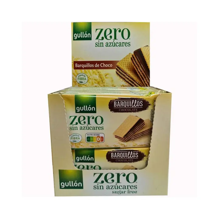 Barquillo de Chocolate Zero sin azucar 60 gr caja de 12 unidades 8410376059373 - 1