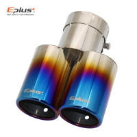 Eplus Tubo De Escape De Estilo Para Coche Muffler Universal Dual Salida De Acero Inoxidable Tamaño Variado Throat Pipe Tip Flat - details 13