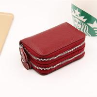 Monedero para Mujer, cartera para Mujer, cartera con Cremallera, tarjetero, Monedero de Piel De Vaca con múltiples ranas y compartimentos para tarjetas (Rojo) - details 2