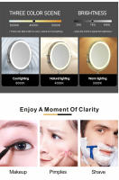 Espejo De Maquillaje Montado En La Pared 8 Pulgadas Negro Con Luz LED De 3X-10X Magnificación Doble Cara Para Baño Y Cosméticos - details 26