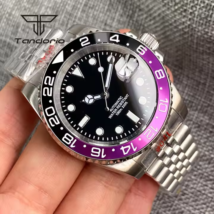 Reloj De Pulsera Automático Tandorio NH35A Date Acero Inoxidable 40mm Inmersión Diversidad Cristal De Zafiro Bisel Rotativo Luminoso - 1