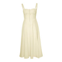 Vestido De Playa Para Mujer Con Estampado Floral Cuello Cuadrado Ajuste Frontal Y Abertura En Pierna Midi Polyester Sin Mangas Vestido De Noche - details 48