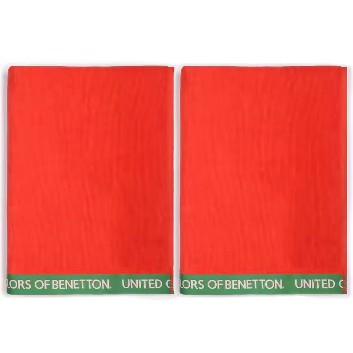 BENETTON Sets de 2 toallas de Playa Azul 90x160cm 380GSM Velour 100% Algodón - Alta Calidad y Suavidad - Certificación OEKO-TEX y BCI - 1