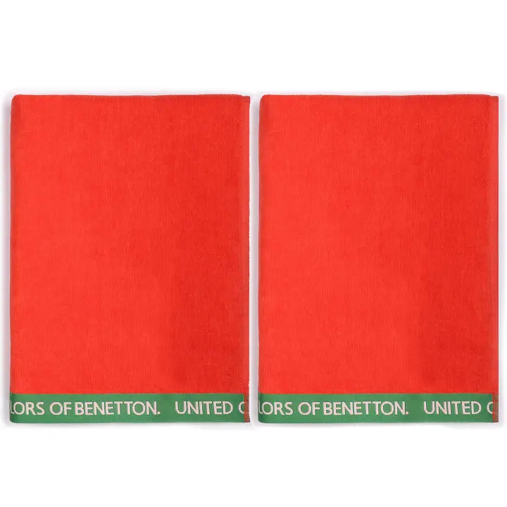 BENETTON Sets de 2 toallas de Playa Azul 90x160cm 380GSM Velour 100% Algodón - Alta Calidad y Suavidad - Certificación OEKO-TEX y BCI - 1