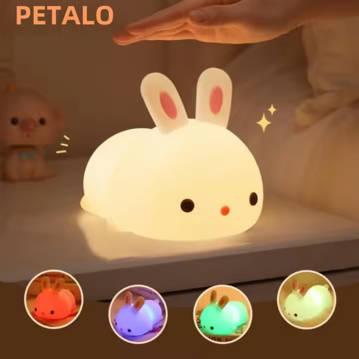 Lámpara De Noche De Conejo RGB LED Táctil Recargable Silicona Bunny Regalo De Navidad Para Niños Juguete Luz De Ambiente - 1