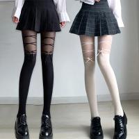 Medias Largas De Mujer Cienkie Sexy Con Volantes Y Cordones Medio Caída Medias Kabaretki Para Loli Material De Algodón - details 0