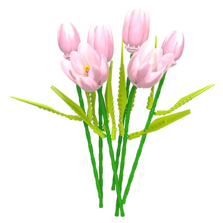 Juego de Flores eternas con tulipán | Modelo compatible con San Valentín | Luz LED + jarrón decorativo | Certificado CE 8 + años - 1