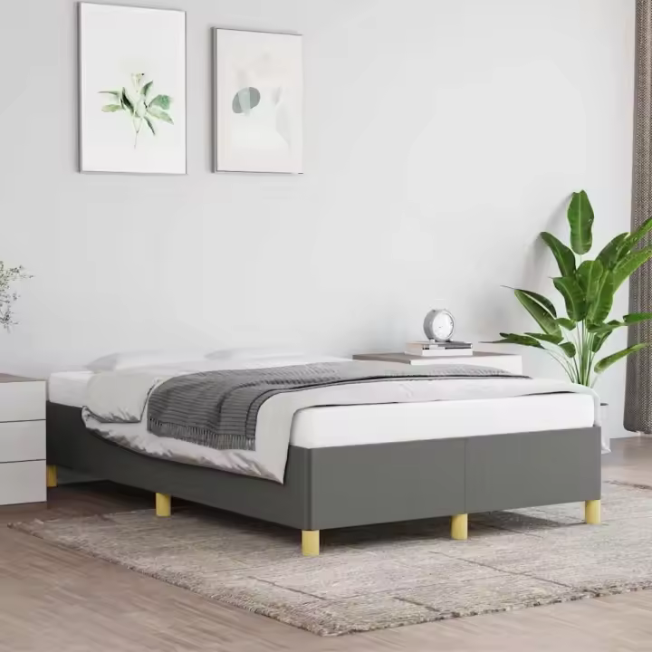 Estructura de cama sin colchón tela gris oscuro 120x190 cm - 1