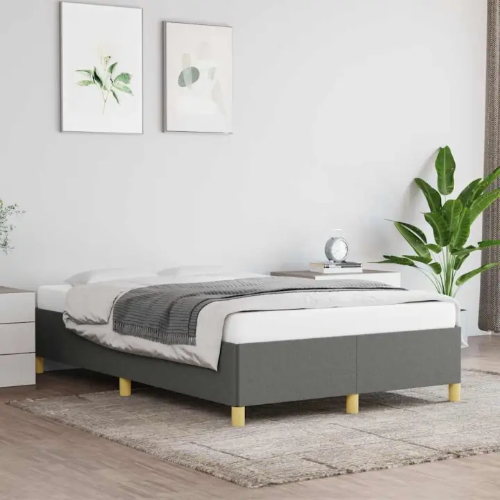 Estructura de cama sin colchón tela gris oscuro 120x190 cm - 1