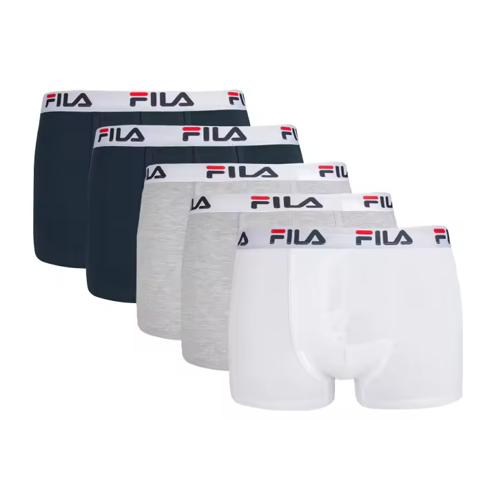 FILA Calzoncillos de hombre, paquete de 5 - cintura con logo, urbano, algodón stretch, liso - 1