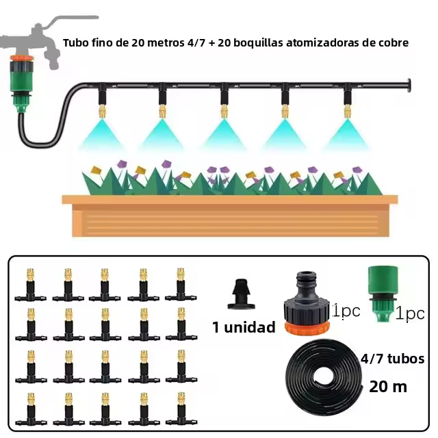 Juego De Riego Automático Para Jardín 5-20M Con Roscado De Agua Sistemas De Rociado Y Enfriamiento Nozzle Ajustable Sistema De Riego Por Aspersión - 1