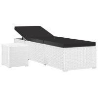 vidaXL Tumbona de jardín con cojín y mesita ratán sintético Blanco crema, Marrón, Gris Sillas de Exterior Ideal para jardín, playa, piscina, terraza Tumbona Piscina Tumbonas Playa Tumbonas Jardín Exterior - details 0