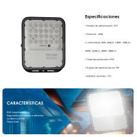 Foco Proyector Solar Exterior LED - 50W-100W-200W-300W - ORION - Impermeable - Placa Solar - Luz Fría 5000K - details 1