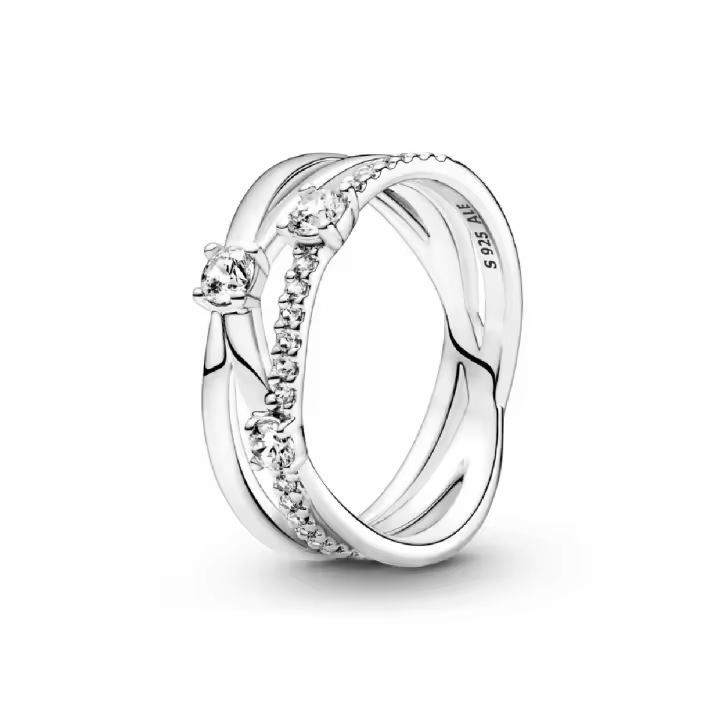Anillo Pandora Triple Alianza Brillante - 1