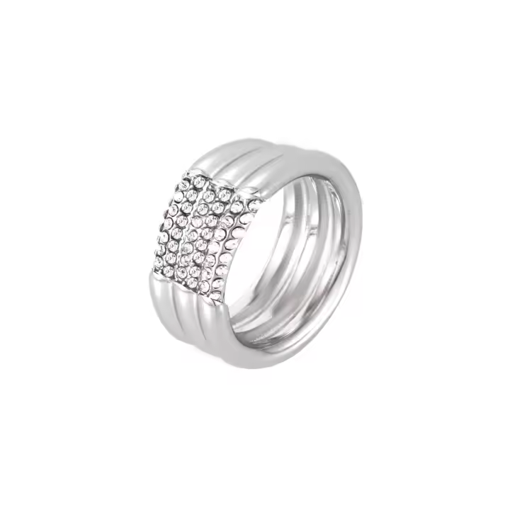 Anillo de Zirconia Cúbica de Acero Inoxidable con Textura de Metal de Alta Calidad - 1