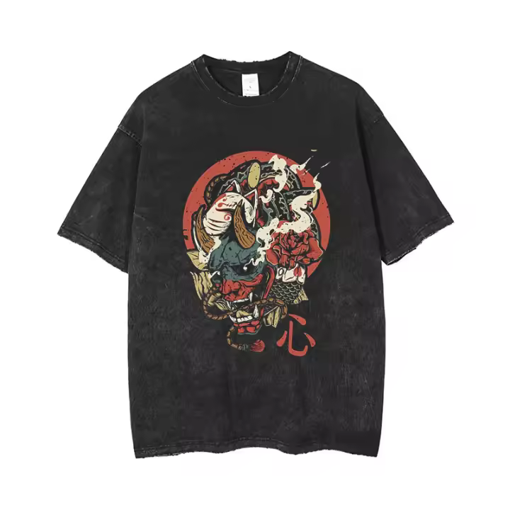 Camiseta Vintage Para Hombre Algodón Holgada Con Estampado Acido Manga Corta Estilo Casual Ropa Unisex Para Verano - 1