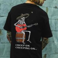 Camiseta Gráfica De Calavera Y Diablos Oscuros Para Hombres Y Mujeres Estilo Punk Retro Casual Bretona Negra Blanca Talla Grande Para Verano - details 12