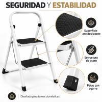 Escalera Plegable de Acero de 2 Peldaños Maxell Power, Carga Máxima 150 kg, Pasamanos y Patas Antideslizantes, Plegado Compacto de 4,5 cm, para Cocina, Hogar, Armarios, Despensa y Limpieza en el Hogar - details 3