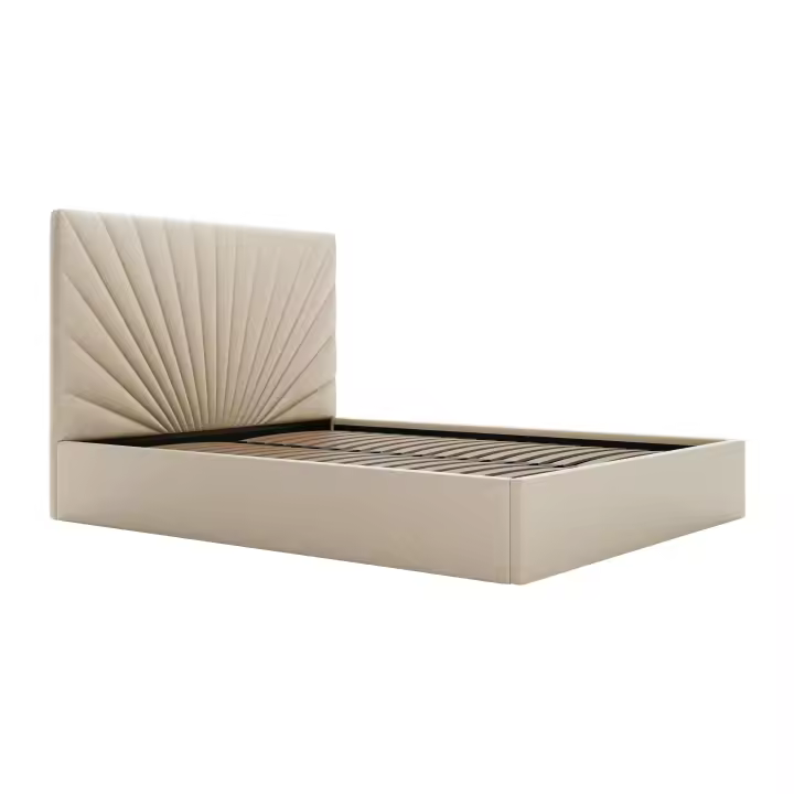 Canapé abatible 160 x 200 cm - Tela - Beige - RILIODA II de Pascal Morabito - 1