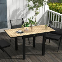 Mesa de comedor y jardín Outsunny, con capacidad para 6 personas, extensible hasta 70 kg de Carga, Aluminio Amarillo, 81/162x80x75 cm, ideal para Terrazas y balcones. - details 0